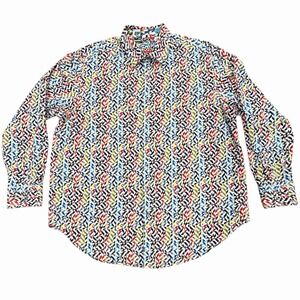 Robert Graham Men's Bold Multicolor Optical Geometric Button-Down Short Size XL